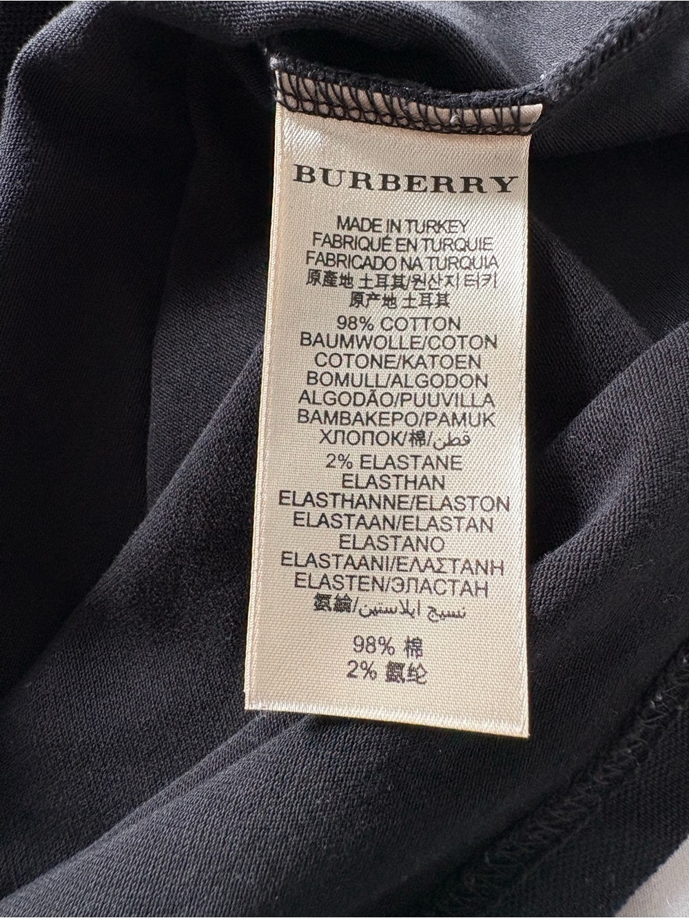 Burberry Black Short Sleeve Polo with Signature Check Collar - Picture 9 of 12